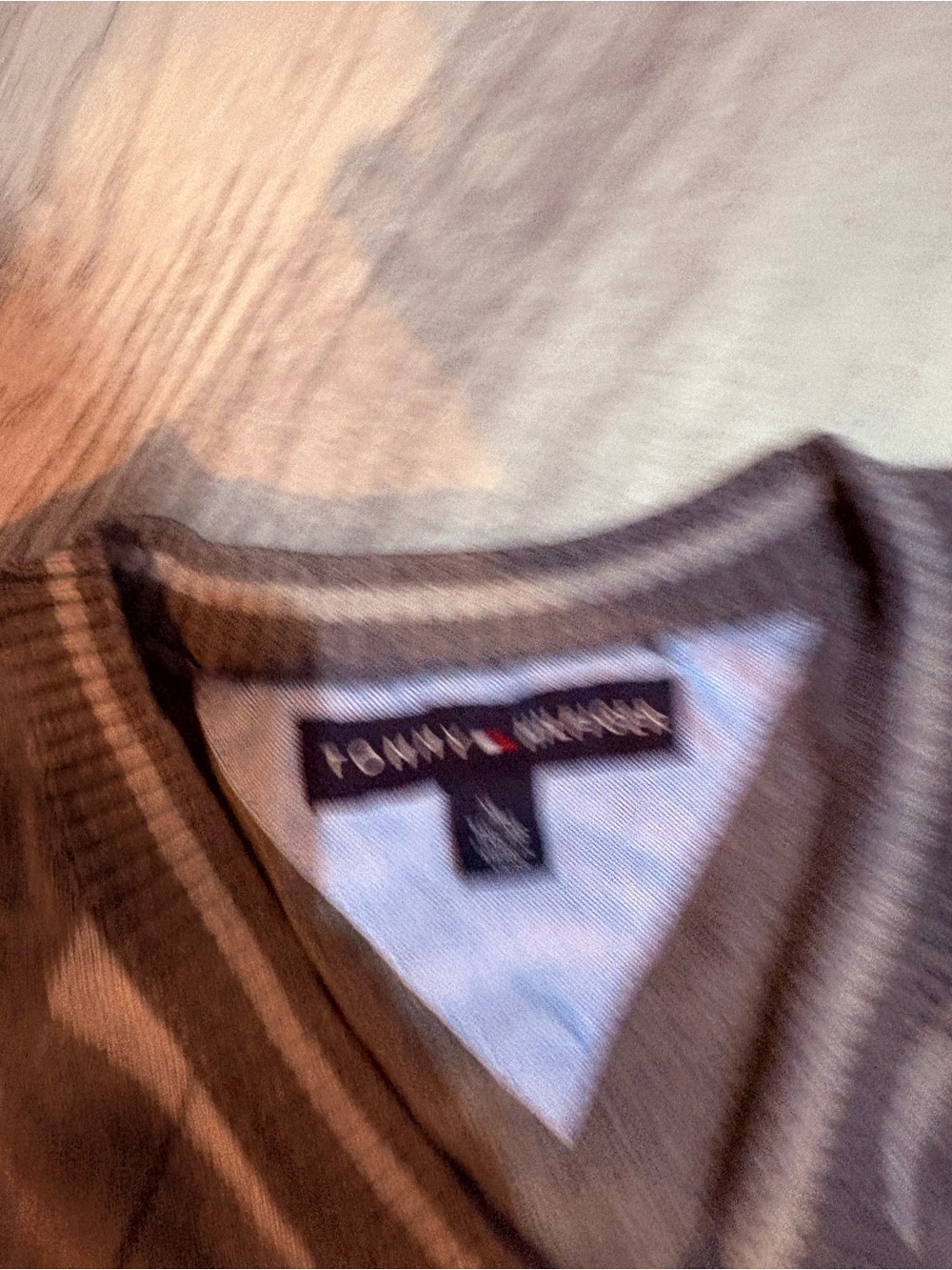 Tommy Hilfiger Men's Taupe V-Neck Sweater